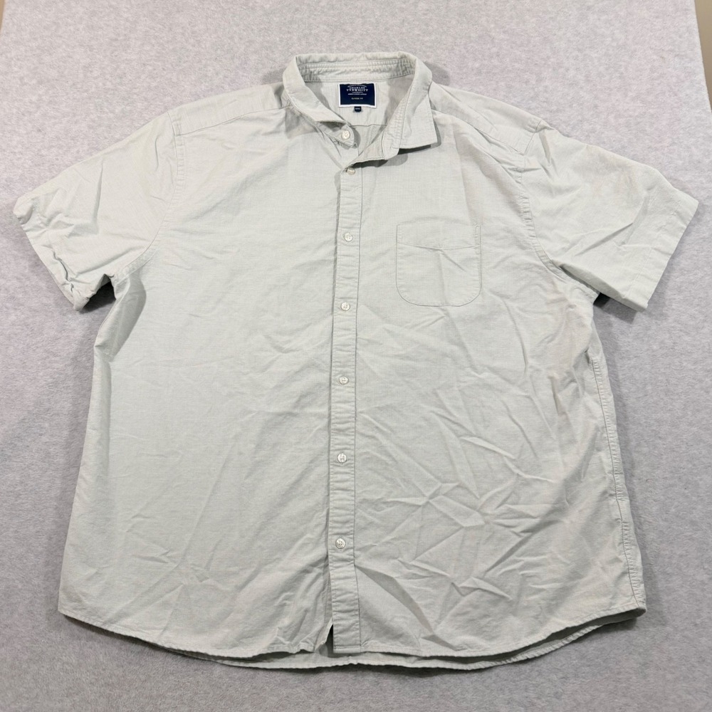 Charles‎ Tyrwhitt Button Down Men XXXL Green Excellent Cotton Linen Short Sleeve